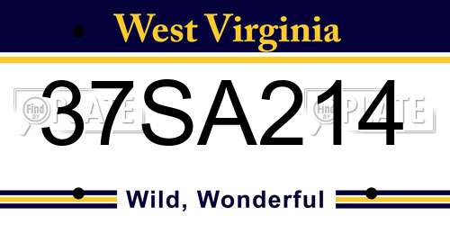 37SA214 West Virginia License Plate