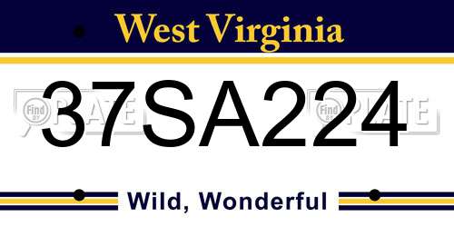 37SA224 West Virginia License Plate