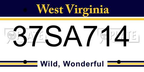 37SA714 West Virginia License Plate