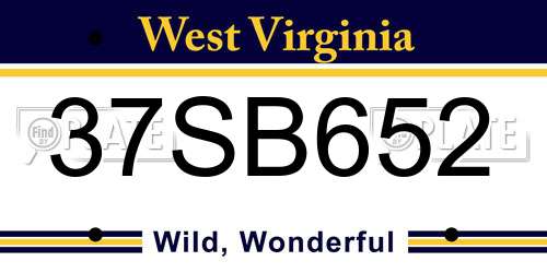 37SB652 West Virginia License Plate