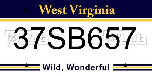 37SB657 West Virginia License Plate