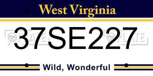37SE227 West Virginia License Plate