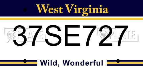 37SE727 West Virginia License Plate