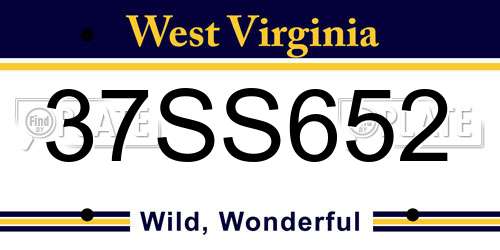 37SS652 West Virginia License Plate