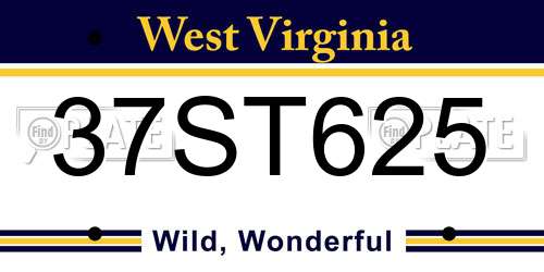 37ST625 West Virginia License Plate