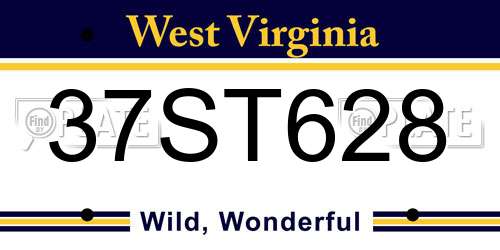 37ST628 West Virginia License Plate