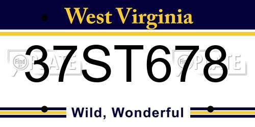 37ST678 West Virginia License Plate