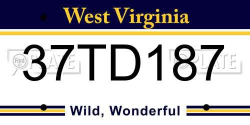 37TD187 West Virginia License Plate
