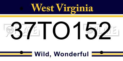 37TO152 West Virginia License Plate