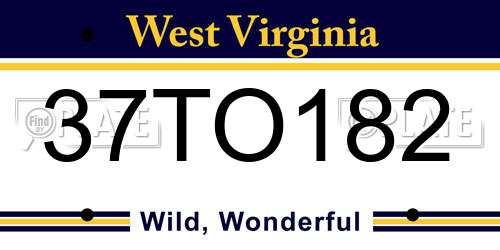 37TO182 West Virginia License Plate