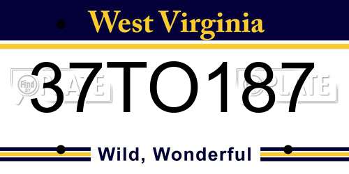 37TO187 West Virginia License Plate