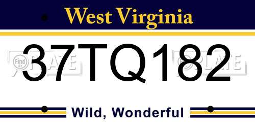 37TQ182 West Virginia License Plate