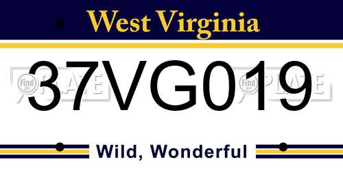 37VG019 West Virginia License Plate