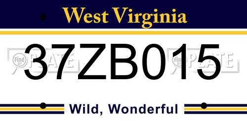 37ZB015 West Virginia License Plate
