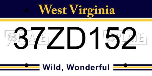 37ZD152 West Virginia License Plate