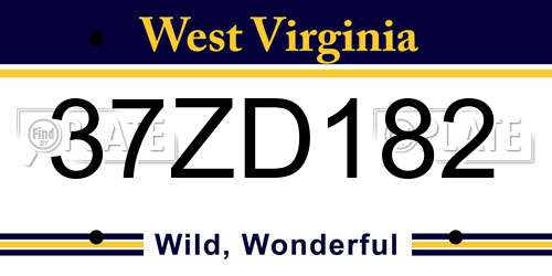 37ZD182 West Virginia License Plate