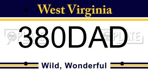 380DAD West Virginia License Plate