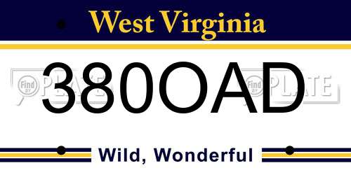 380OAD West Virginia License Plate