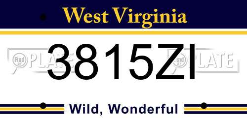 3815ZI West Virginia License Plate
