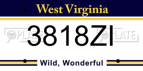 3818ZI West Virginia License Plate