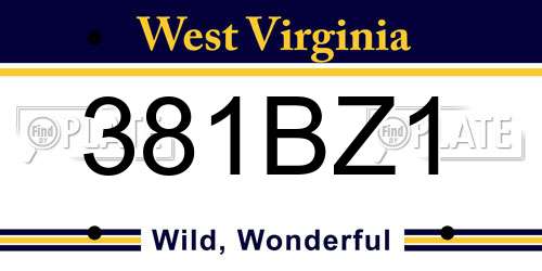 381BZ1 West Virginia License Plate