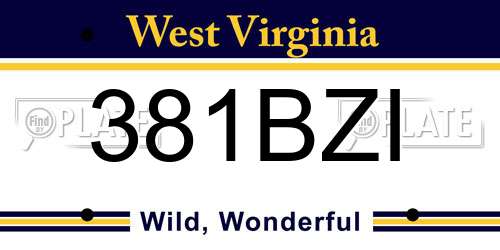 381BZI West Virginia License Plate