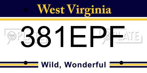 381EPF West Virginia License Plate