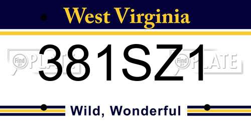 381SZ1 West Virginia License Plate