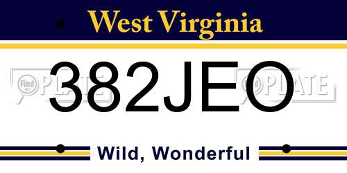 382JEO West Virginia License Plate