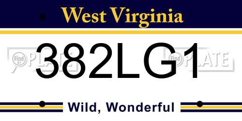 382LG1 West Virginia License Plate