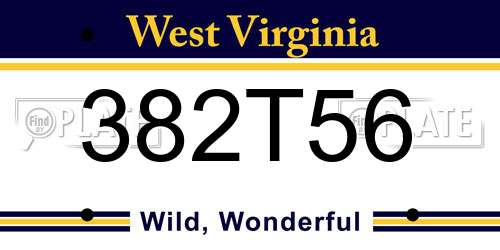 382T56 West Virginia License Plate