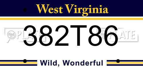 382T86 West Virginia License Plate