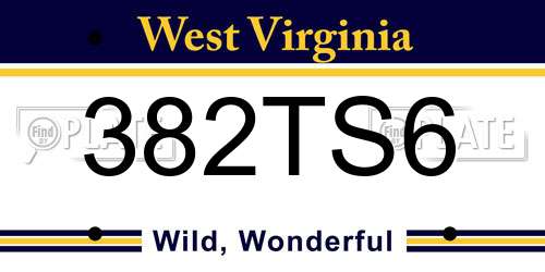 382TS6 West Virginia License Plate