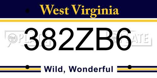 382ZB6 West Virginia License Plate