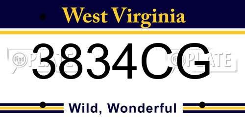 3834CG West Virginia License Plate