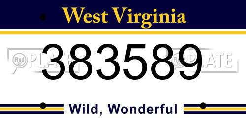 383589 West Virginia License Plate