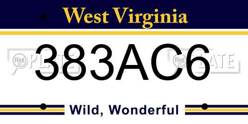 383AC6 West Virginia License Plate