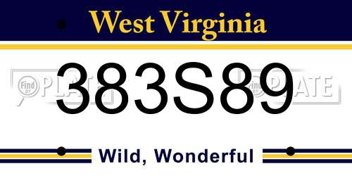 383S89 West Virginia License Plate