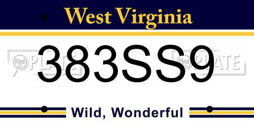 383SS9 West Virginia License Plate