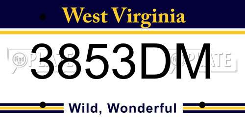 3853DM West Virginia License Plate