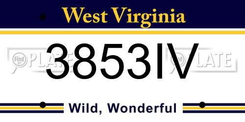 3853IV West Virginia License Plate