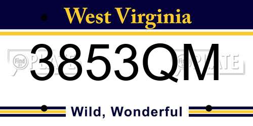3853QM West Virginia License Plate