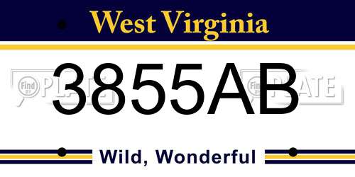 3855AB West Virginia License Plate
