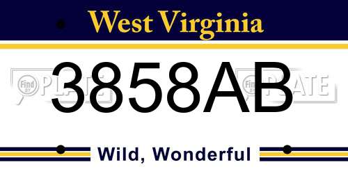 3858AB West Virginia License Plate