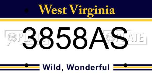 3858AS West Virginia License Plate