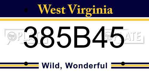 385B45 West Virginia License Plate