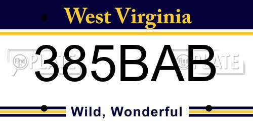 385BAB West Virginia License Plate