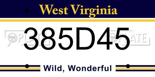 385D45 West Virginia License Plate