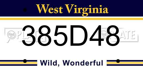 385D48 West Virginia License Plate