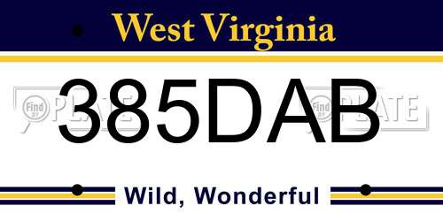 385DAB West Virginia License Plate